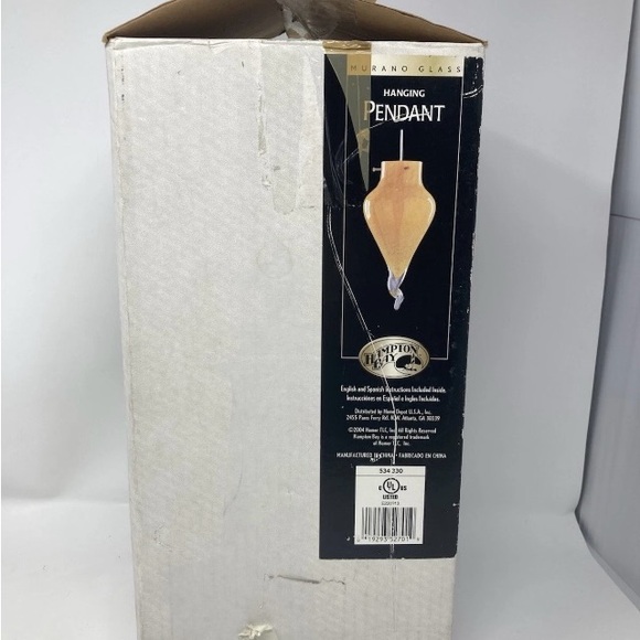 Vintage Hampton Bay Yellow Murano Glass Pendant Light Lamp New Open Box - Picture 3 of 9